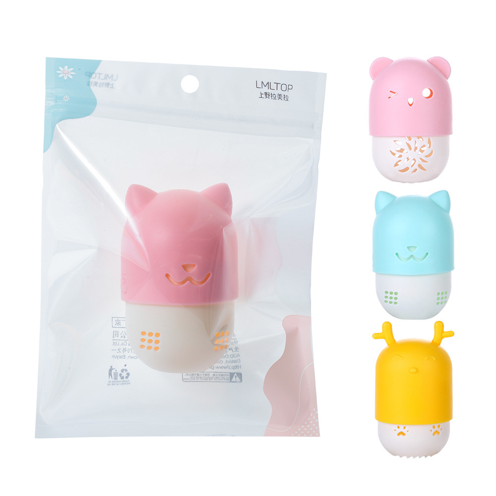 La Meila Cute cartoon creative powder puff storage rack, Bear and deer beauty egg storage case wholesale A80250 Item Picture