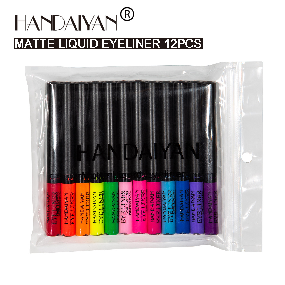 Cross-border Eyeliner Liquid Set handaiyan Quick-drying Long-lasting UV Fluorescent 12-Tube Colored eyeliner Liquid Pen set Item Picture