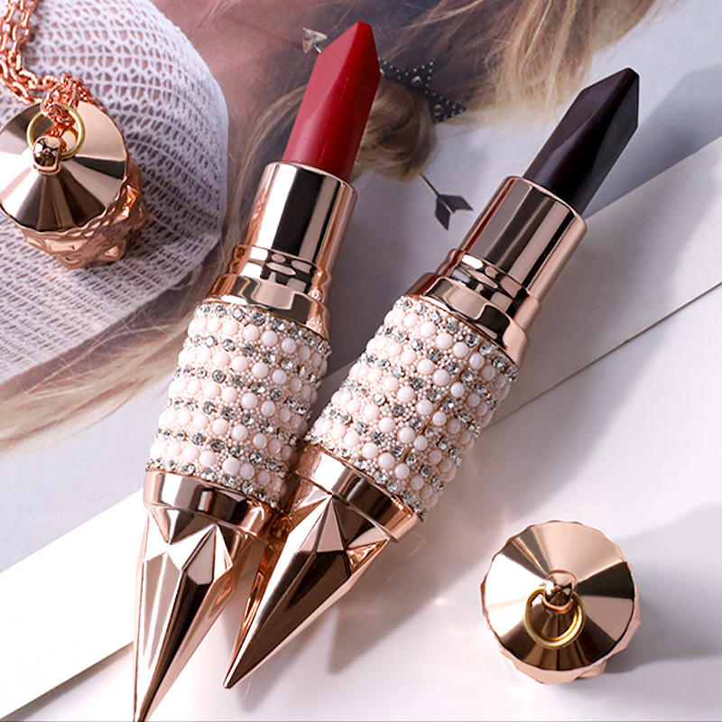 VIBELY Scepter three-color matte non-stick rim, carrot cubes color-changing lipstick, one three-color lipstick beauty makeup details Picture
