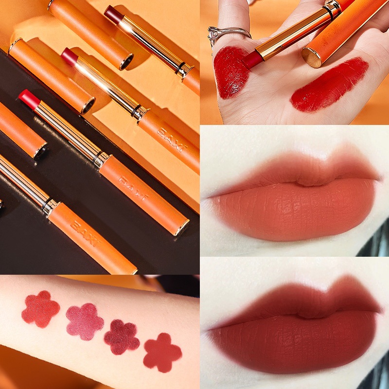 BAXI Small Tube Lipstick Set, velvet matte, waterproof and not easy to fade, student 4-tube lipstick set box Specification drawing