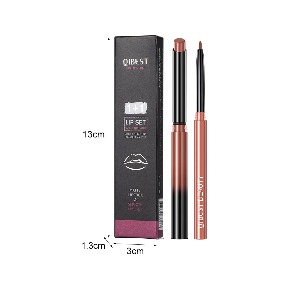 QIBEST Lipstick Lip Pen Matte, non-fading, non-blurring, long-lasting waterproof nude lip liner Pen set Wholesale Makeup Item Picture