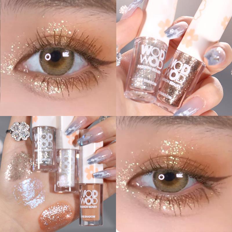 WODWOD Fine Light Monochrome Liquid Eyeshadow, Sparkling pearlescent matte Gloss, Brightening, Contouring, and Eye Shadow liquid details Picture