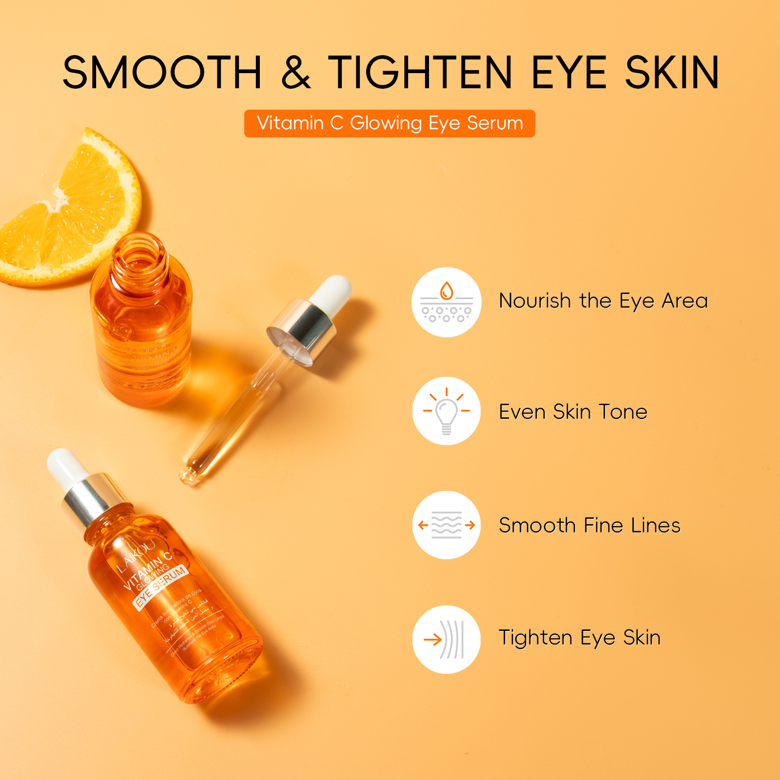 LAIKOU Vitamin C Eye Serum 30ml Cosmetics Cross-border Eye Care Eye Cream Skin Care Products Specification drawing