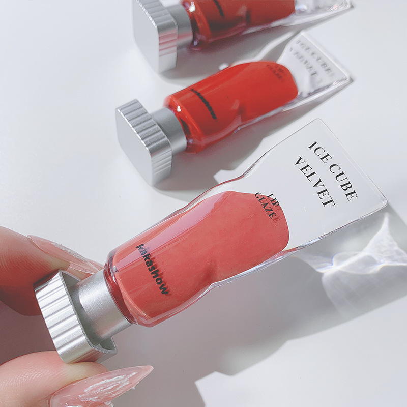 kakashow ice cube velvet Lip gloss matte finish Red Lip gloss transparent pigment whitens and is not easy to stick to the lip mud Specification drawing