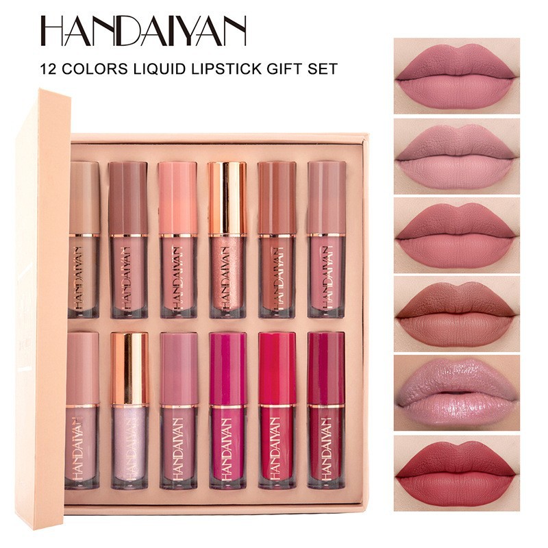 Cross-border Lip gloss, 12-color HANDAIYAN, waterproof, non-stick, matte, in stock for wholesale details Picture