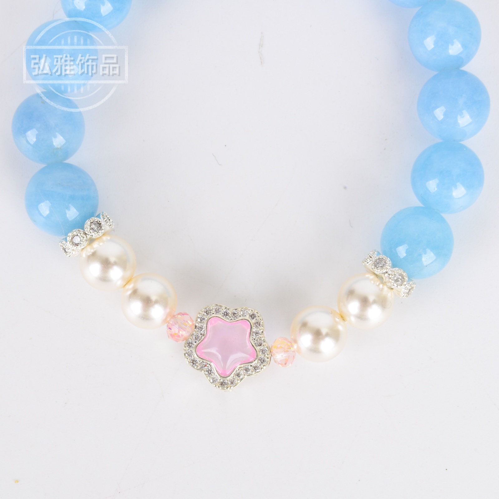New natural aquamarine crystal bracelet for women, light luxury and niche design, rose crystal star bracelet, beaded bracelet Specification image