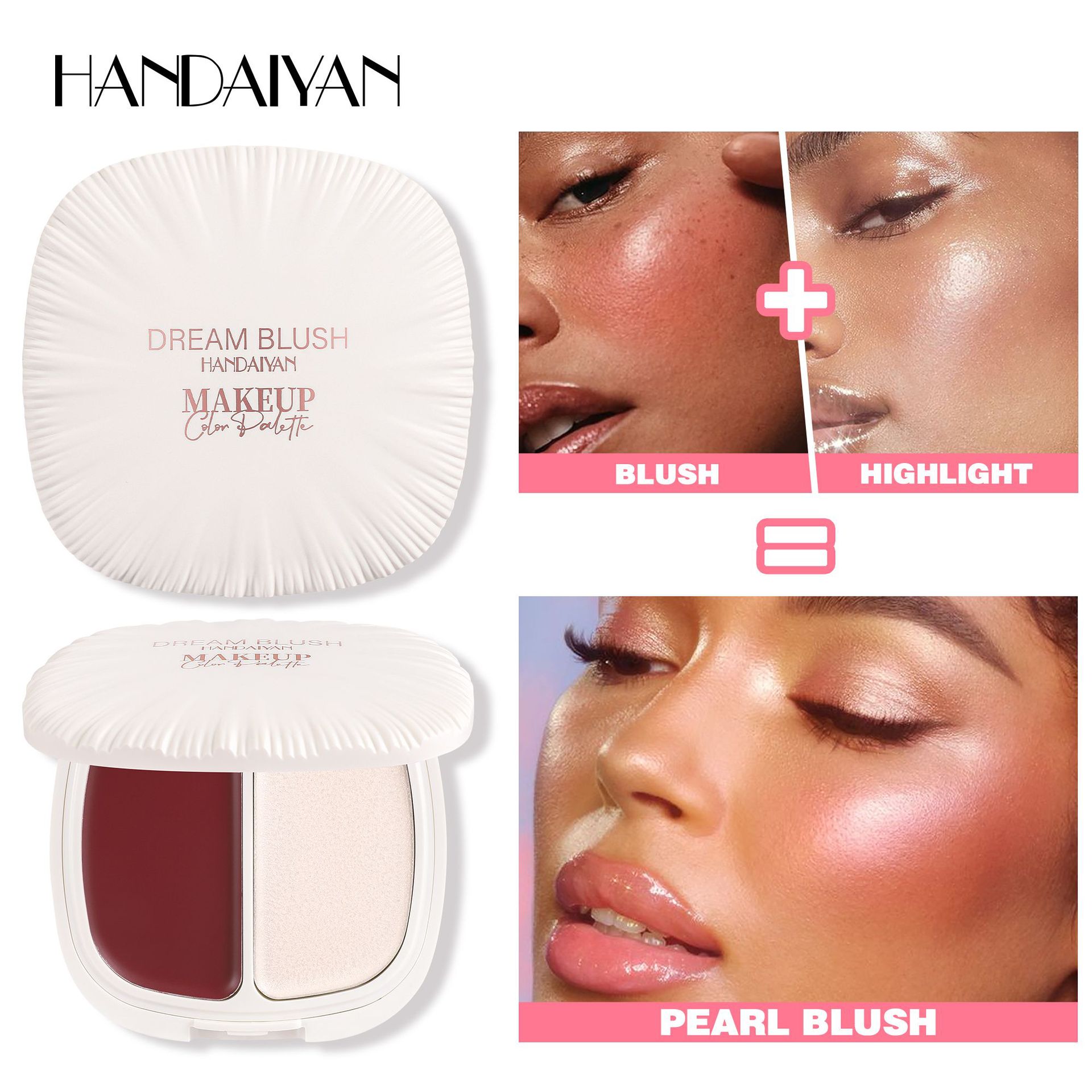 In-stock high-gloss two-in-one blush TK Shein's best-selling high-quality handaiyan cross-border exclusive 6-color blush Specification drawing