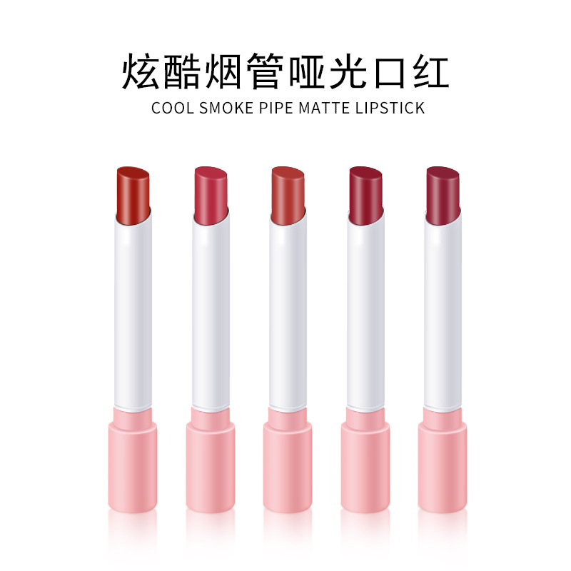 VIBELY export European and American matte non-stick cup cigarette tube lipstick, single small thin tube mini cigarette lipstick, pink Application Scenario