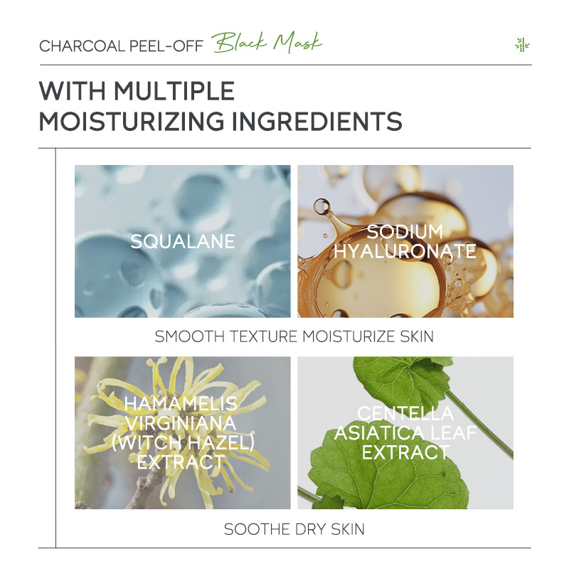 Cross-border temu version quiyum Bamboo Charcoal peel-off Mask 50g (tube) Moisturizing skin care products in stock Specification drawing