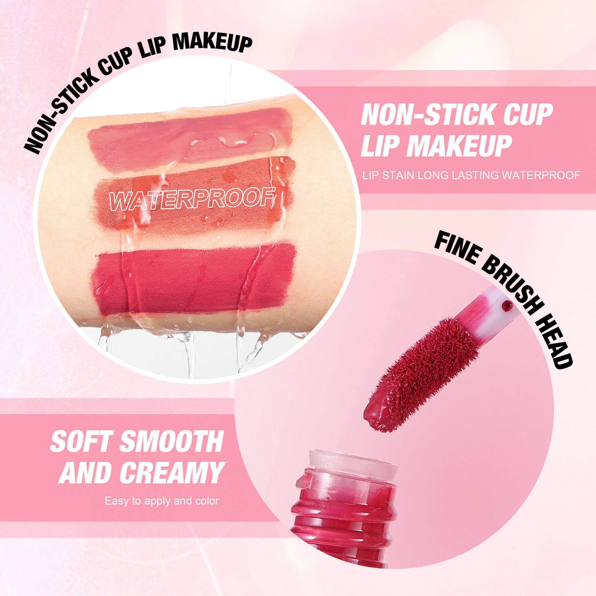 Cross-border Lip Gloss Set of 4 pieces HANDAIYAN Pearlescent Lip gloss Set, easy to color, long-lasting waterproof, non-stick cup Lip gloss set details Picture