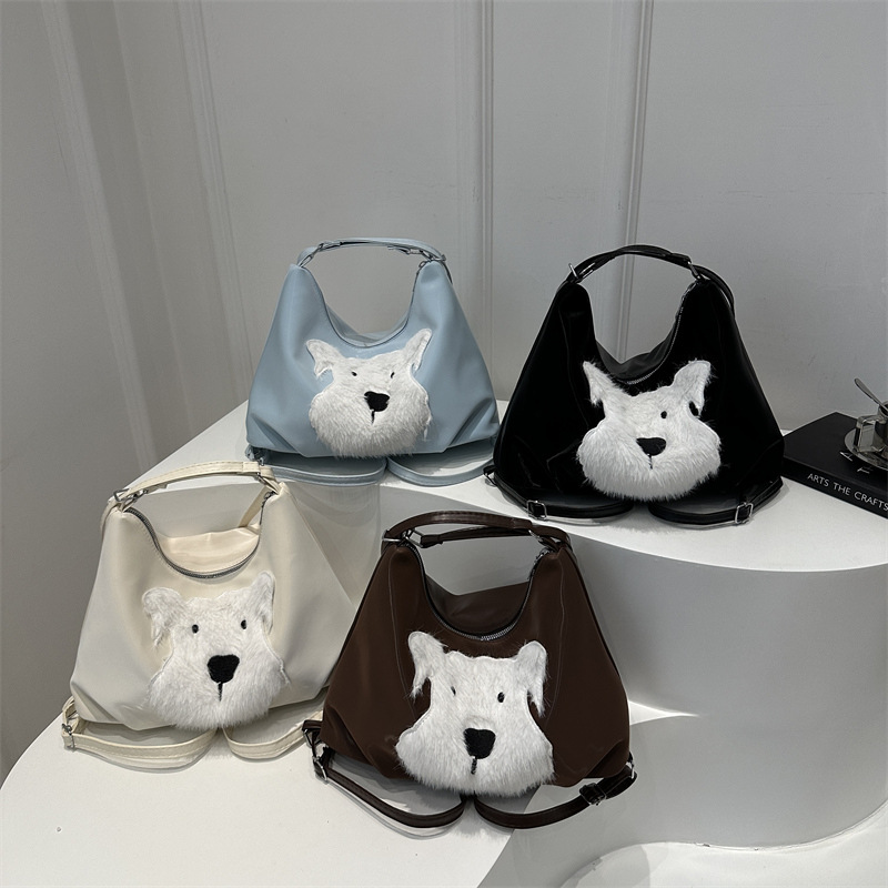 Cute little dog tote bag, women's bag, fashionable new school style backpack, large-capacity commuting single-shoulder bag Application Scenario