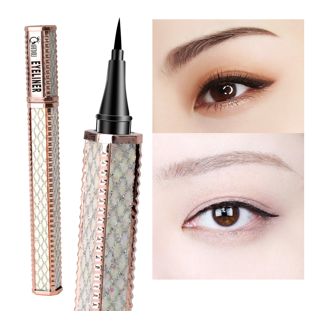 QIANXIU Sparkling Star Diamond Waterproof, oil-resistant, non-smudge Eyeliner, extremely fine tip, Smooth, quick-drying black eyeliner Liquid Item Picture