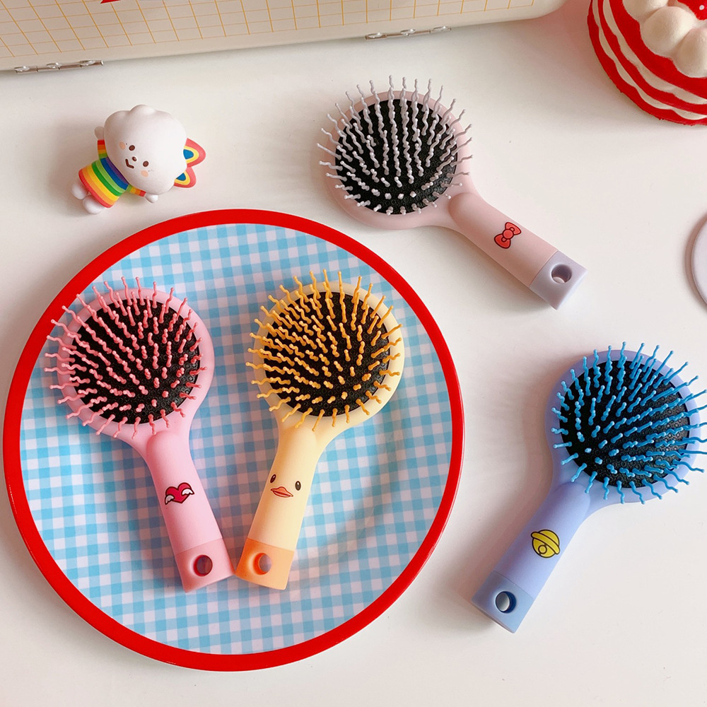 ins cute cartoon soft and adorable mirror integrated mini portable comb airbag air cushion massage comb Specification drawing