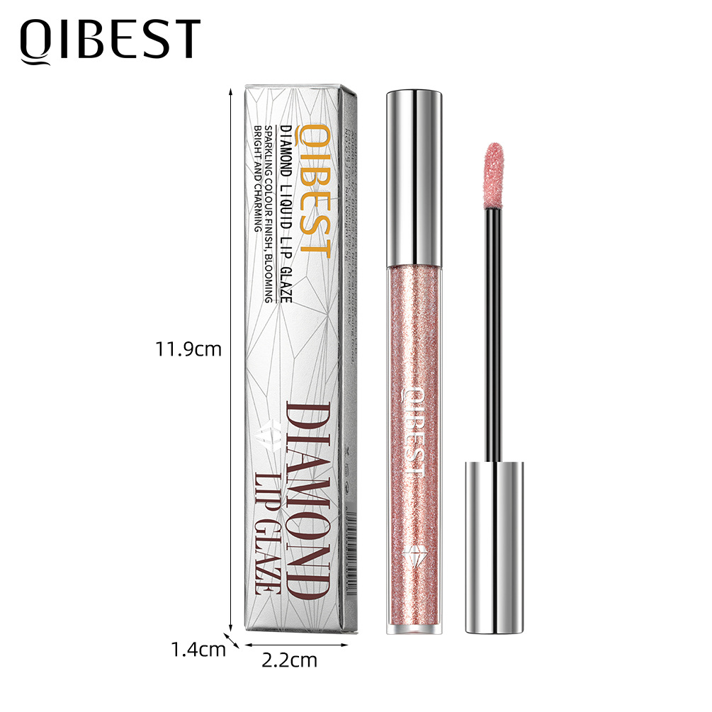 QIBEST Liquid lipstick, diamond eyeshadow dual-purpose makeup, long-lasting, easy to apply, pearlescent luster, non-stick to cup lip gloss Item Picture