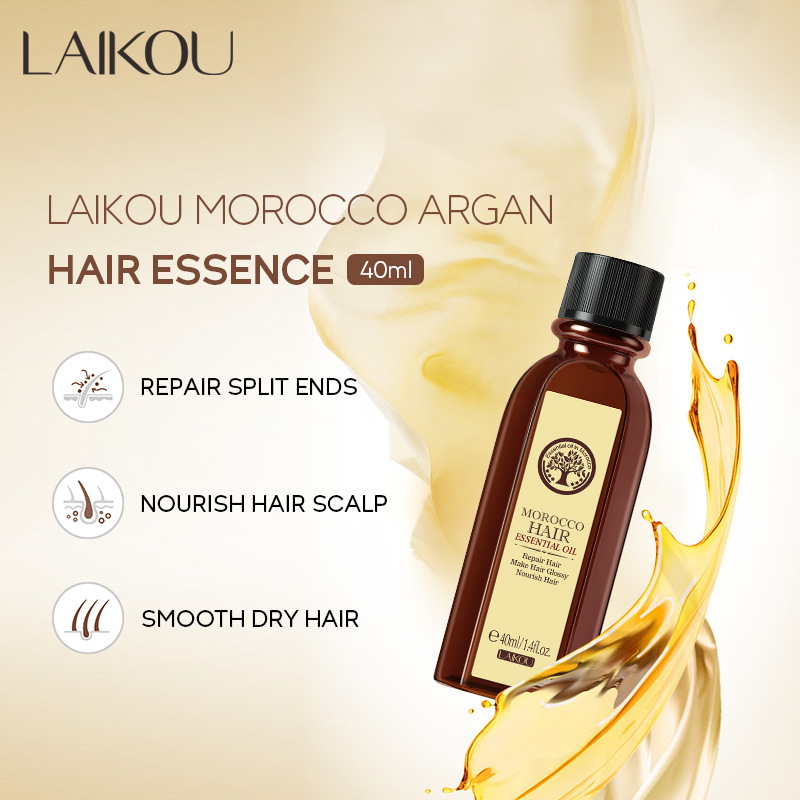 Cross-border laikou Moroccan Hair Care Essential Oil 40ml for improving frizz, fragility and split ends, wholesale from the manufacturer full figure