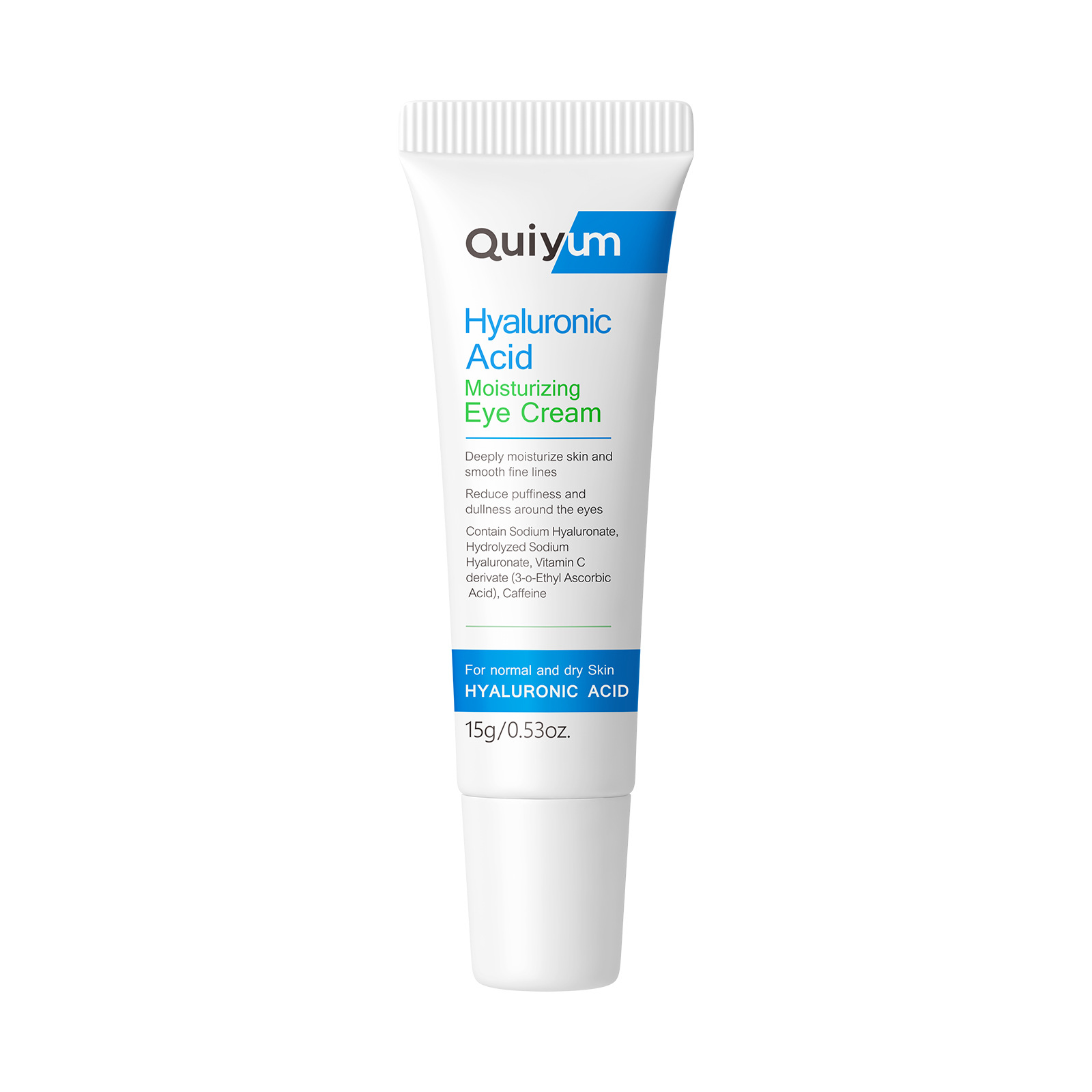 Cross-border QUIYUM Hyaluronic Acid Eye Cream 15g hydrating, moisturizing and brightening skin tone manufacturer's skin care products wholesale Item Picture