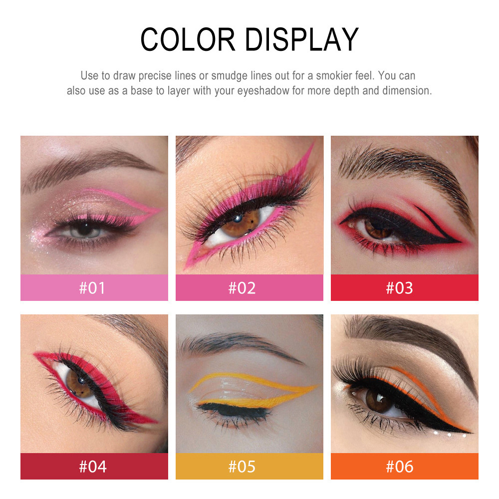 Cross-border bestseller: 6-piece set of HANDAIYAN eyeliner pen, rotatable, waterproof and non-smudging, colorful eyeliner gel pen set Specification drawing