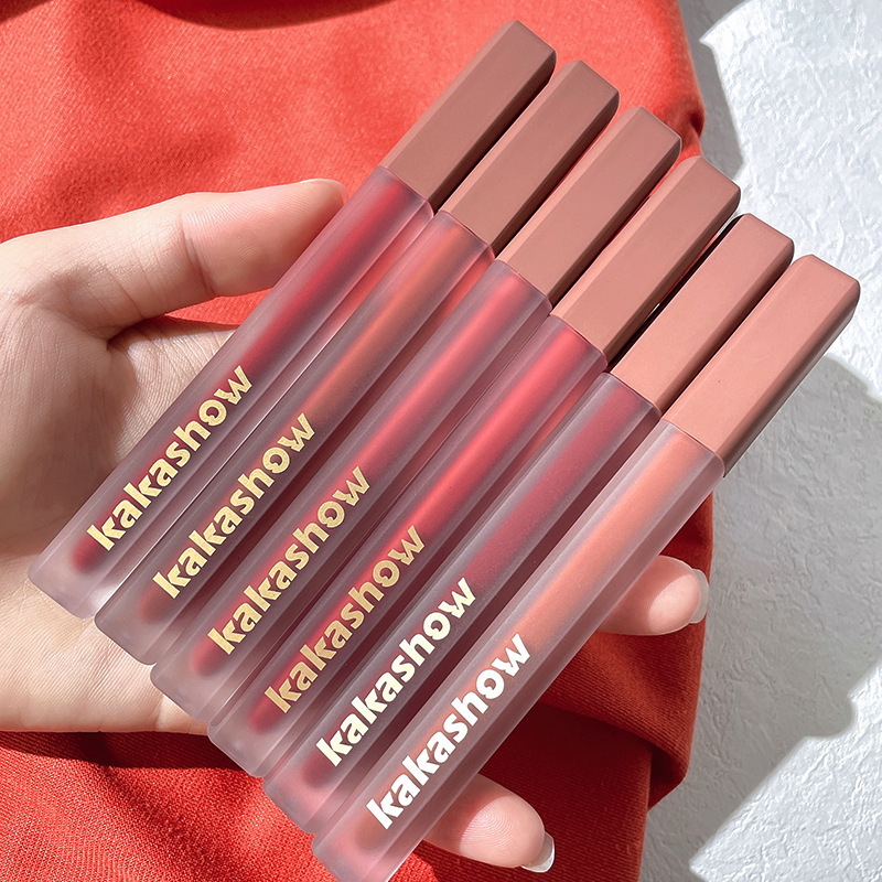 kakashow Light satin powder misty velvet matte lip gloss makes the lips look fair and red, and is not easy to stick to cups. Air lip gloss for women Specification drawing