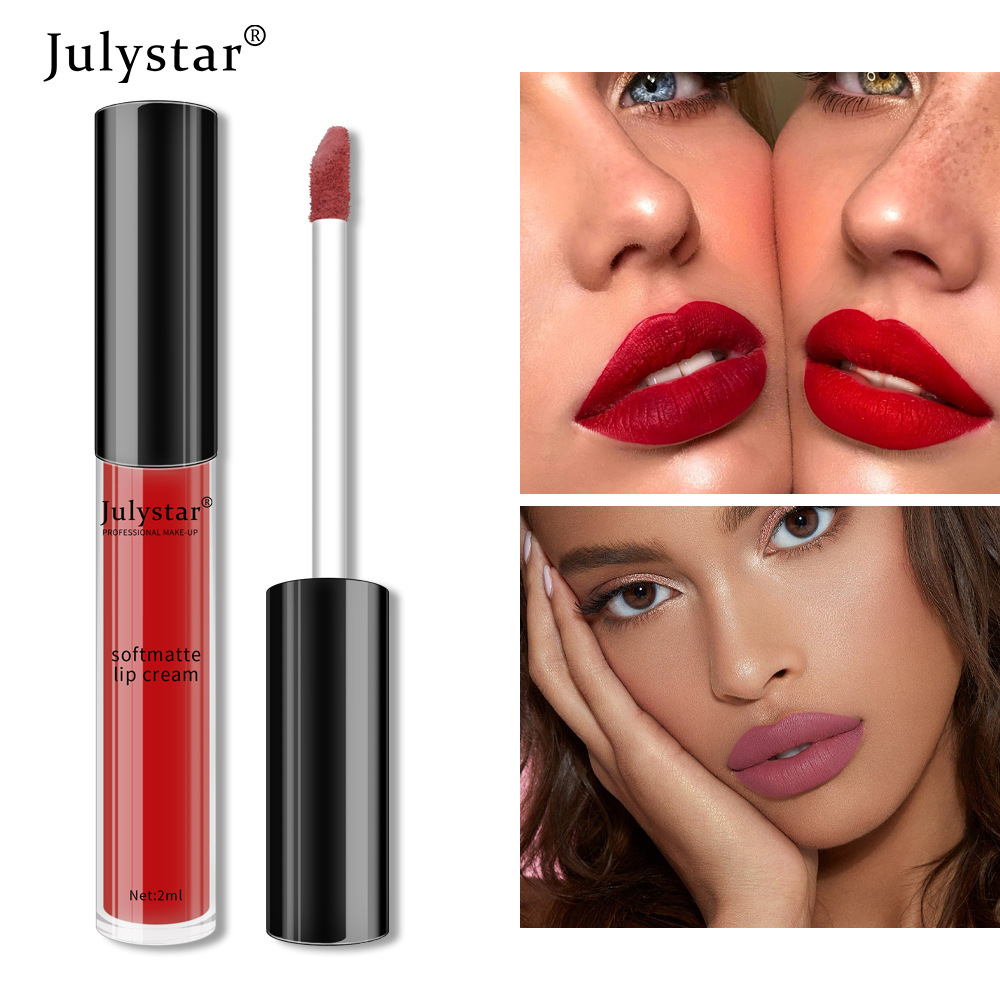 European and American cross-border water mist matte liquid lipstick for women's Christmas makeup, moisturizing and long-lasting, non-stick cup lip gloss and lip gloss wholesale details Picture