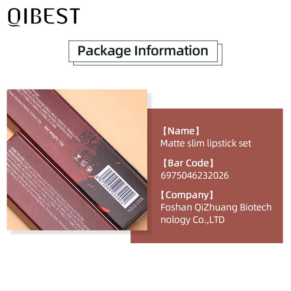 QIBEST Cross-border matte velvet matte lipstick does not stick to cups, does not fade, is easy to apply, moisturizes and lasts long, and is a lipstick for makeup Application Scenario