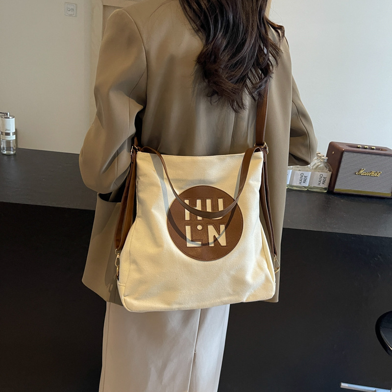 Korean letter printed multi-purpose cloth bag, 2024 new style, high-quality student backpack, commuting single-shoulder bag Specification drawing