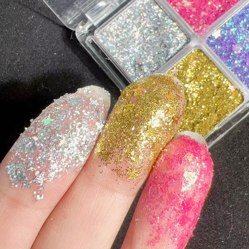 Four-color sequined eyeshadow, super shiny children's stage makeup, performance-specific makeup, sparkling gel, glitter eye makeup patches Specification drawing