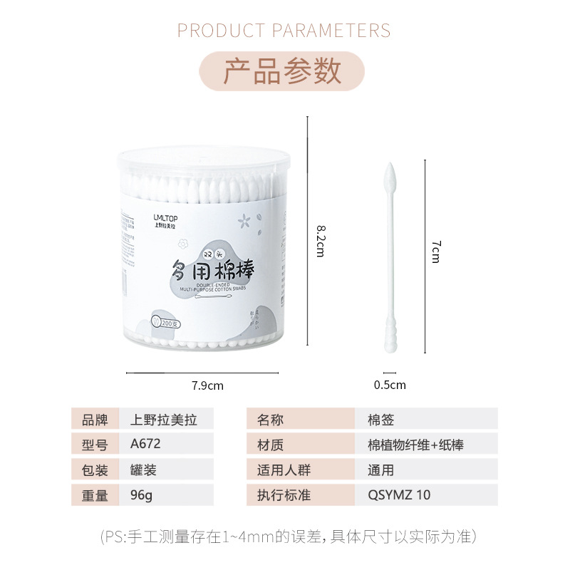 LMLTOP Double-headed cotton swabs 200 pieces, pointed and spiral-tipped paper sticks, makeup and cleaning cotton swabs A672 Application Scenario
