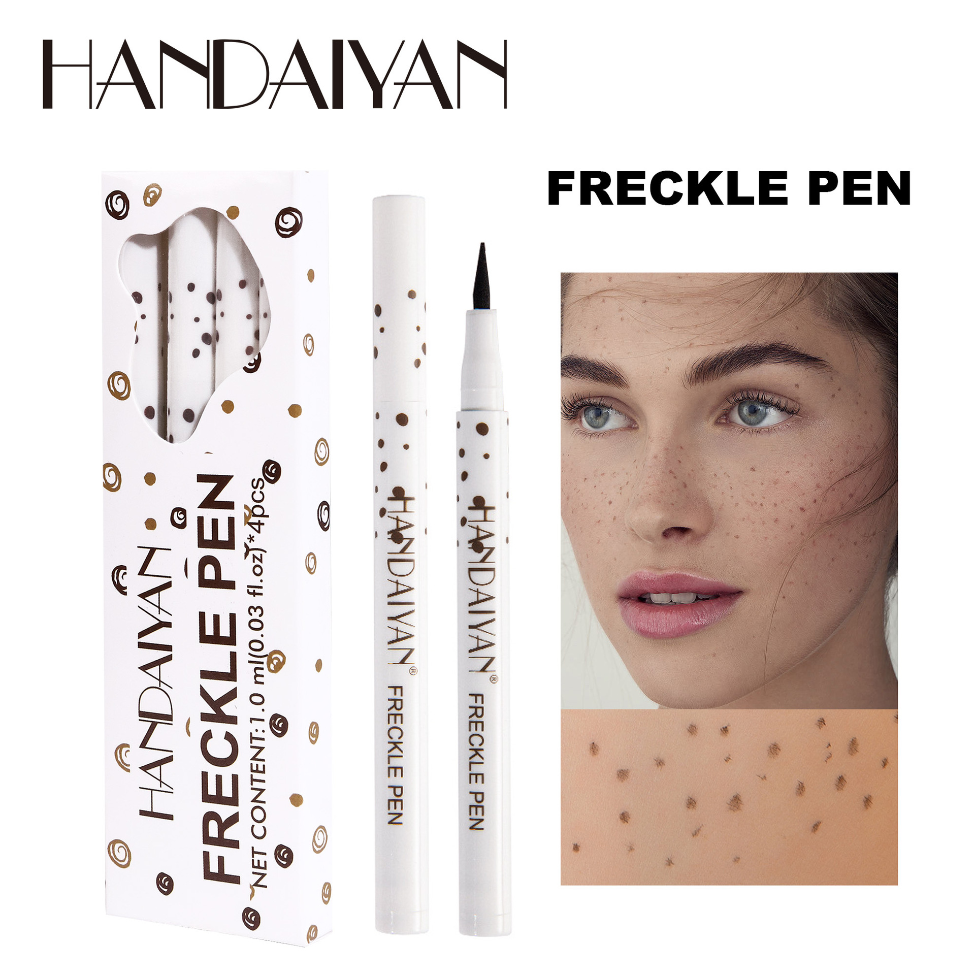handaiyan Cross-border Freckle Pen 4-piece Set: Natural Simulation, long-lasting, Easy to color, No smudge, Freckle Pen Set full figure