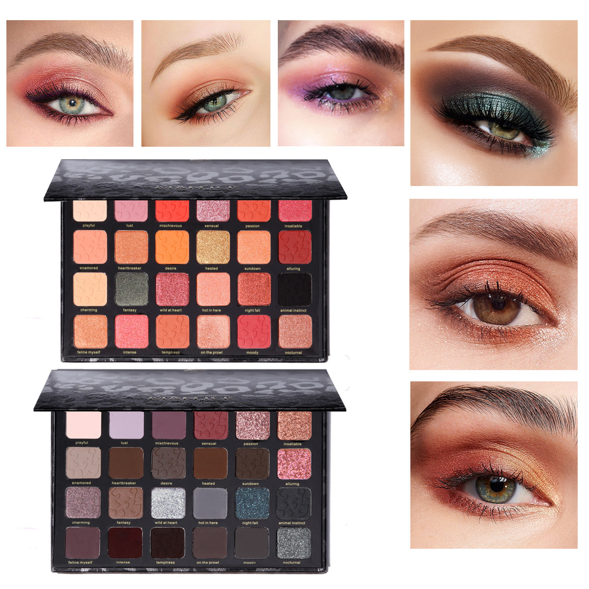 Cross-border bestseller MAFFICK 24-color leopard print eyeshadow palette, chameleon pearlescent matte makeup effect full figure