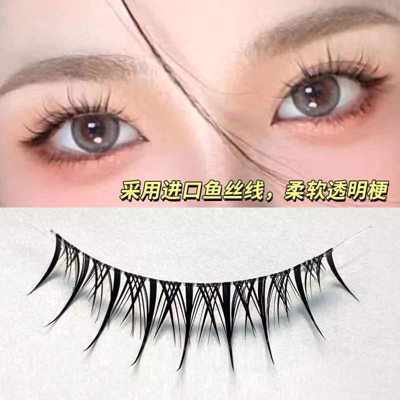 Mengjie Shangpin 5-pair set of light European and American comic eyelashes, false eyelashes, soft fish thread, transparent stem eyelashes B01 Specification drawing