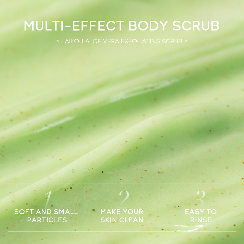 Laikou Aloe Vera Body Scrub 350g, a wholesale supplier of pore-cleansing and keratinizing skin care products Specification drawing