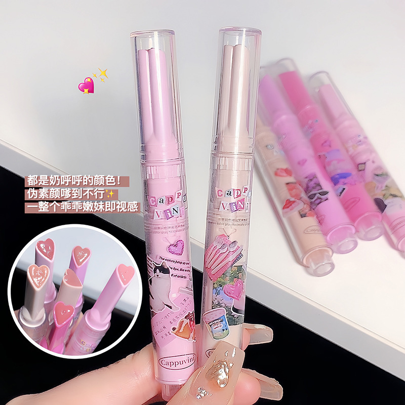 Cappuvini Carpuvini milk tea color Watermelon color solid Lip Honey Lip Mirror Lipstick Lipstick pen Specification drawing