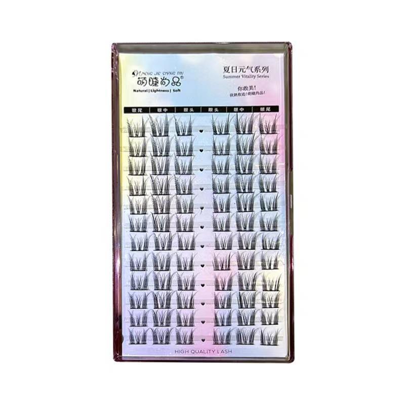 Mengjie Shangpin 12 rows of large-capacity cat spirit comic natural false eyelashes, single cluster segmented devil photogenic eyelashes Item Picture