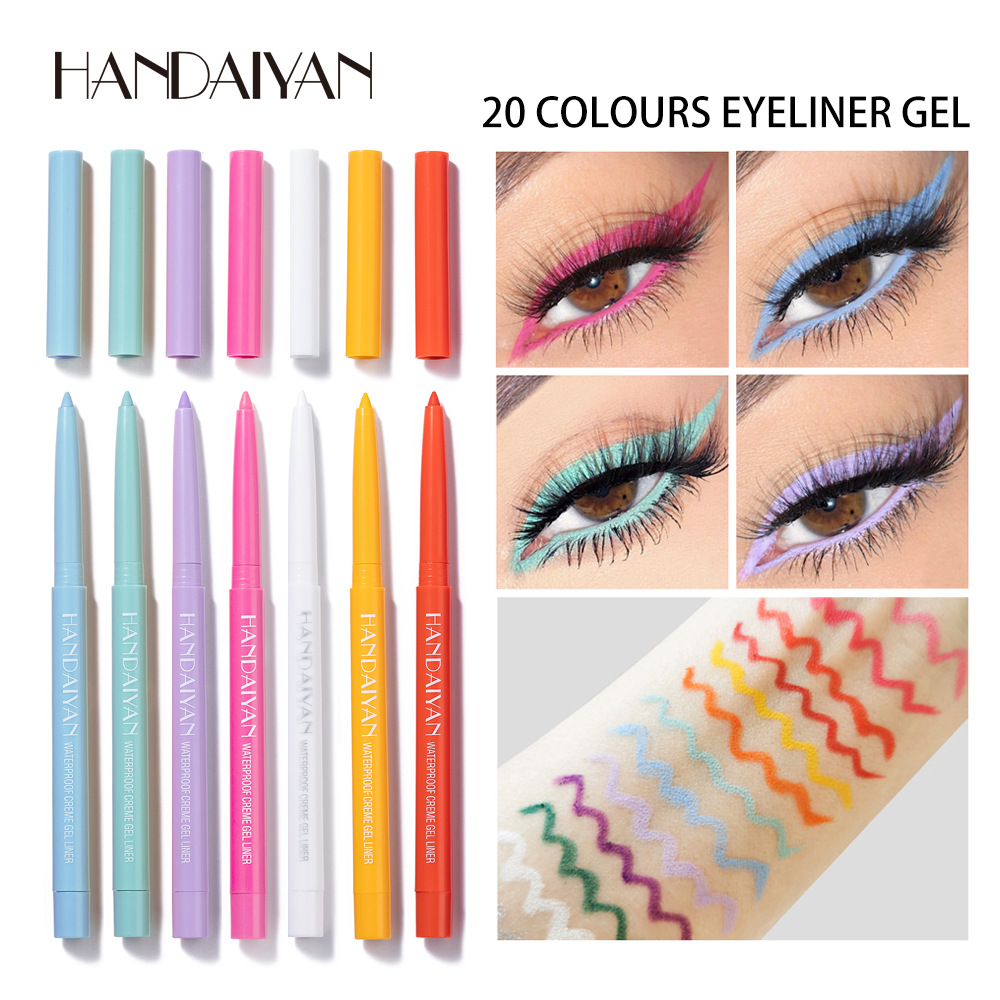 Cross-border bestseller: 6-piece set of HANDAIYAN eyeliner pen, rotatable, waterproof and non-smudging, colorful eyeliner gel pen set details Picture