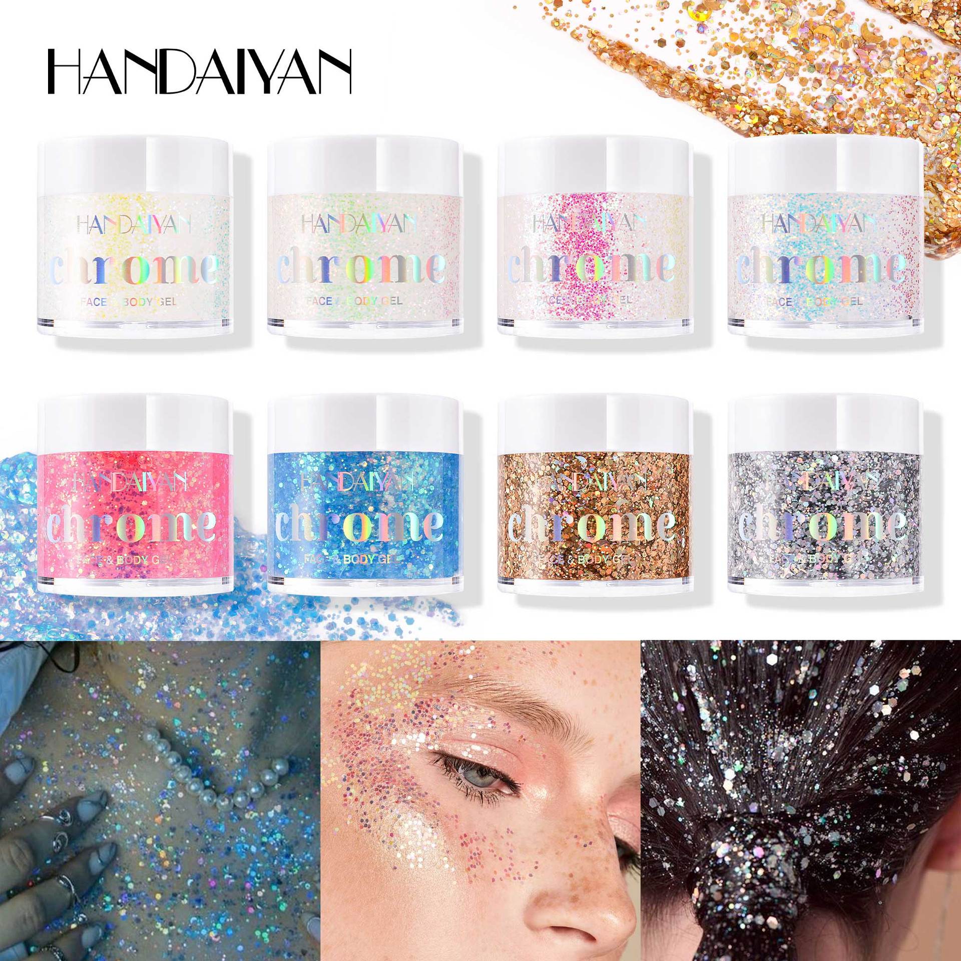 Fine glitter Gel Sequin Eyeshadow Chameleon ins Sequin Han Daiyan Nightclub performance stage Makeup Cross-border Eyeshadow full figure