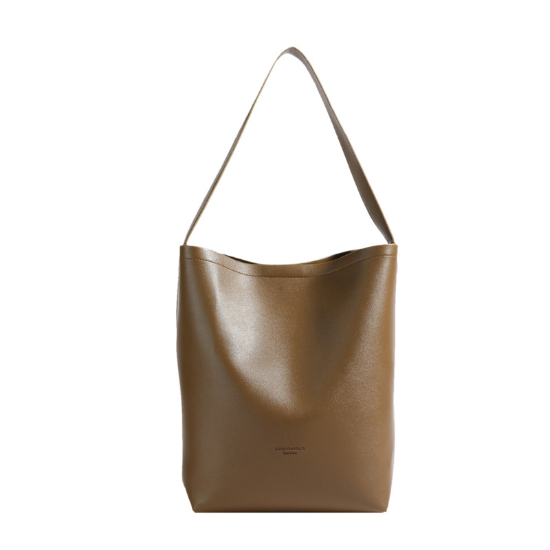 Solid color Tote bag 2024 new style, high-end, large-capacity single-shoulder versatile, niche women's bag, casual and simple bucket bag Item Picture