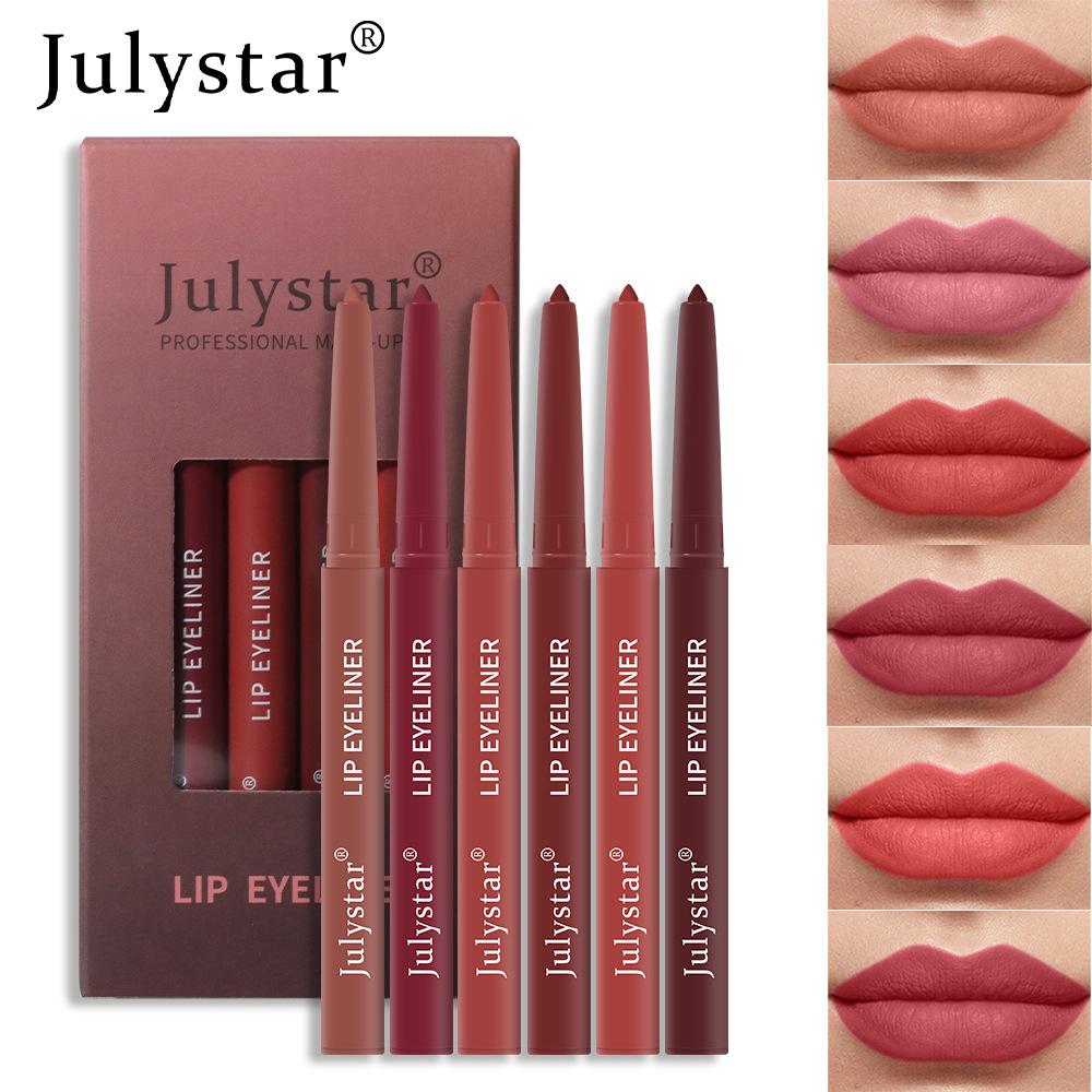 Amazon lip pen waterproof, non-blurring lipstick pen, pink matte lip gloss, rotating lip liner pen set, beauty wholesale full figure