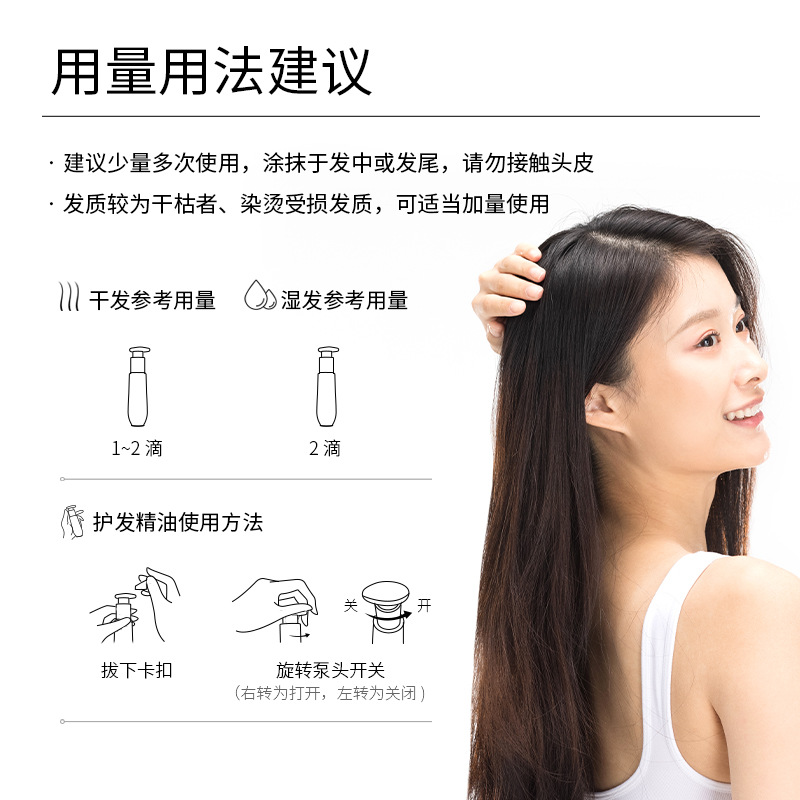 Fenyi Softening Essence Hair Care Oil 75ml Light Oil Formula Vertical Softening Factory wholesale one-piece consignment Application Scenario