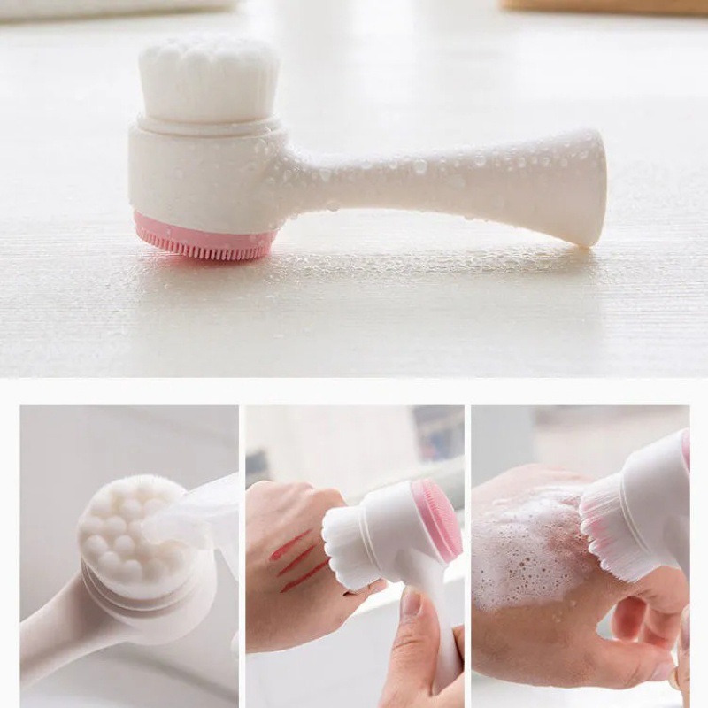 Wholesale manual facial cleansing brushes, silicone soft bristle cleansing brushes, 3D double-sided facial cleansing devices, pore cleaning and makeup removal brushes in stock Item Picture