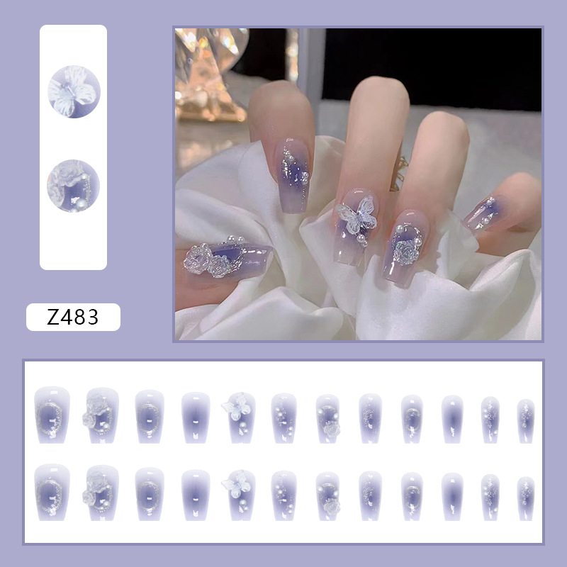 Pure desire, fairy-like charm, diamond-shaped wearing armor, whitening nail art, a must-have for autumn and winter, shining nail art 24-piece set details Picture