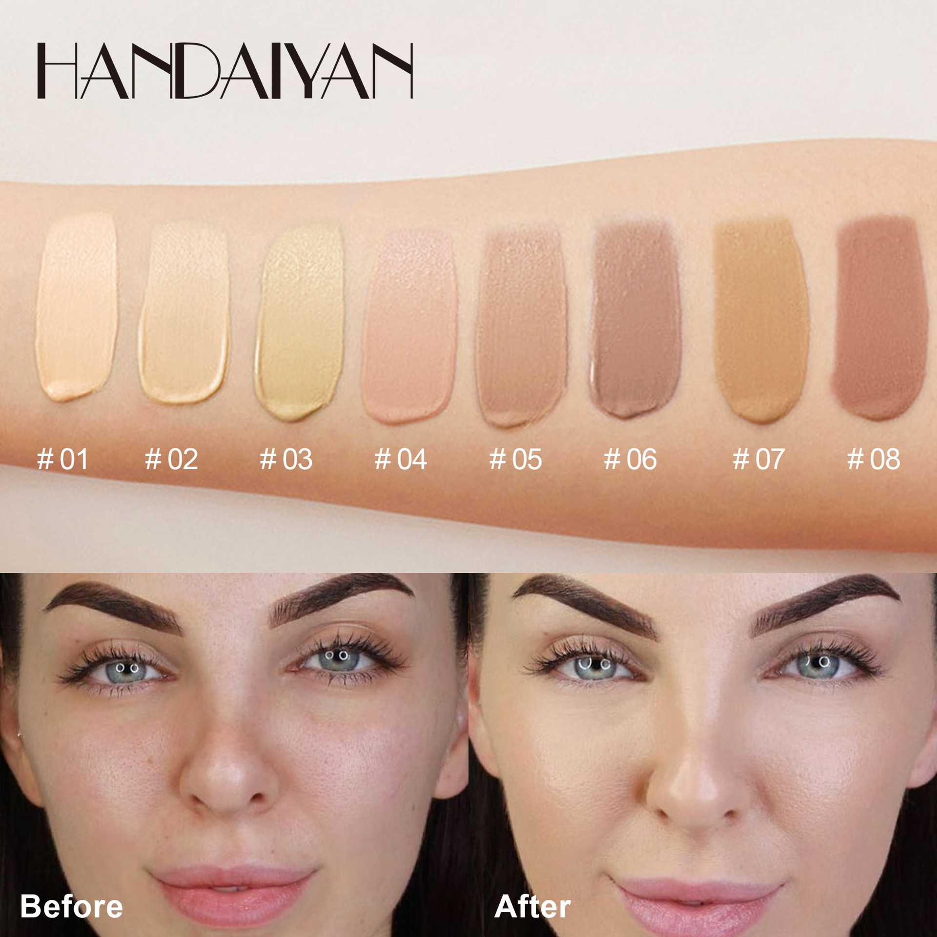 handaiyan Cross-border Concealer Foundation is a long-lasting, non-smudge, pore-invisible and moisturizing foundation with a European and American style details Picture