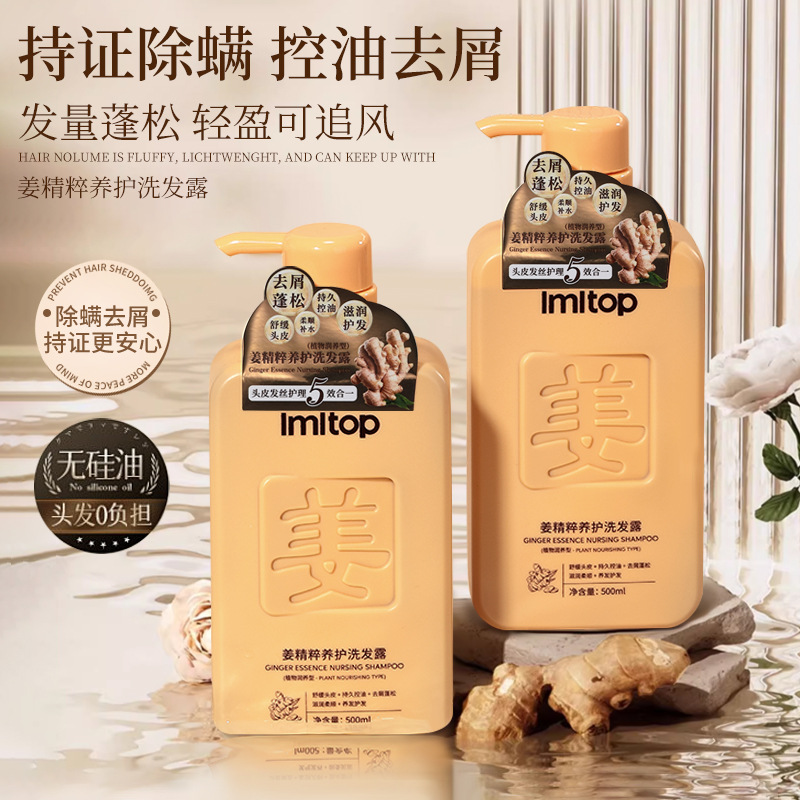 LMLTOP Anti-Dandruff and Anti-Itch Ginger Plant Extract Shampoo, Smooth Hair Nourishing and Oil-Control Shampoo 500ML details Picture
