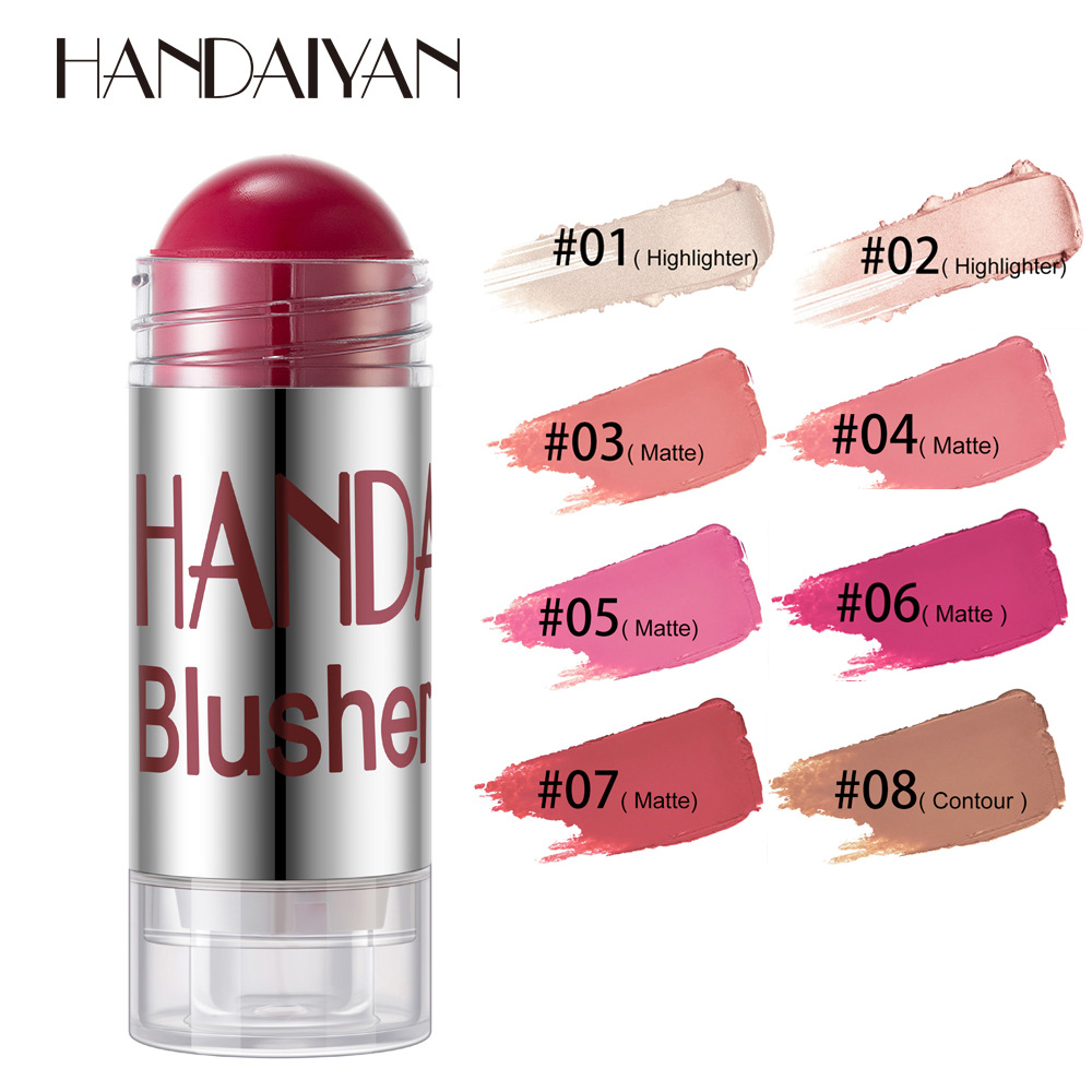 Cross-border Blush Stick HANDAIYAN Moisturizing Blush Solid Cream Blush 6-color chubby crayon Blush stick details Picture