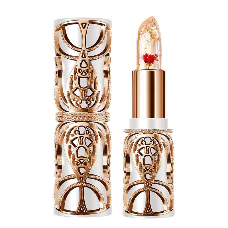 HIH Petal Jelly color-changing Lipstick Gold Foil Moisturizing non-stick cup Temperature change thousands of colors silky carved lipstick Item Picture