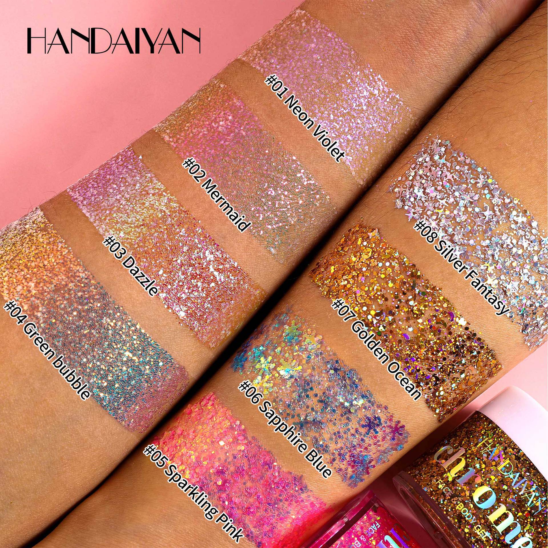 Fine glitter Gel Sequin Eyeshadow Chameleon ins Sequin Han Daiyan Nightclub performance stage Makeup Cross-border Eyeshadow Specification drawing