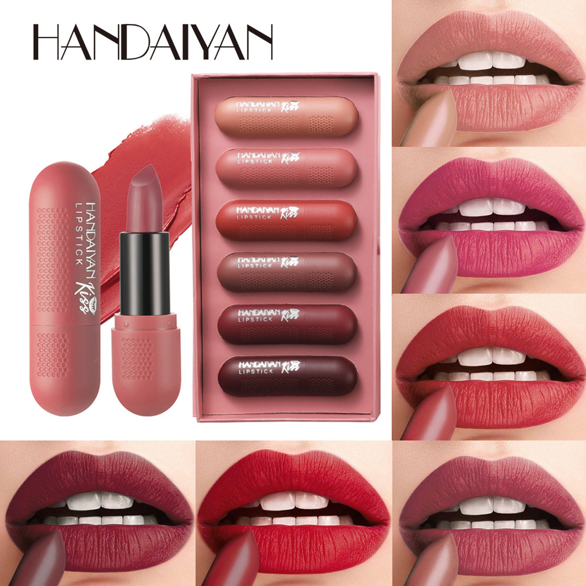 Cross-border matte lipstick set Lipstick gift box HANDAIYAN Long-lasting non-fading velvet soft mist lipstick set box full figure