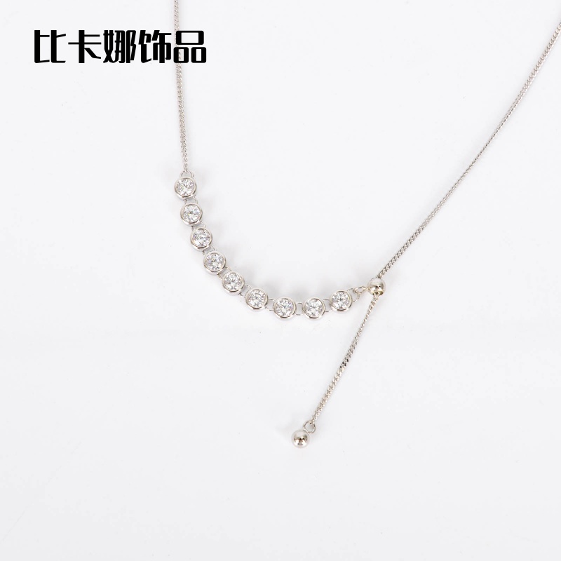 比卡娜饰品韩版甜酷风流苏水钻蛇骨链项链网红时尚简约冷淡风小众可抽拉调节