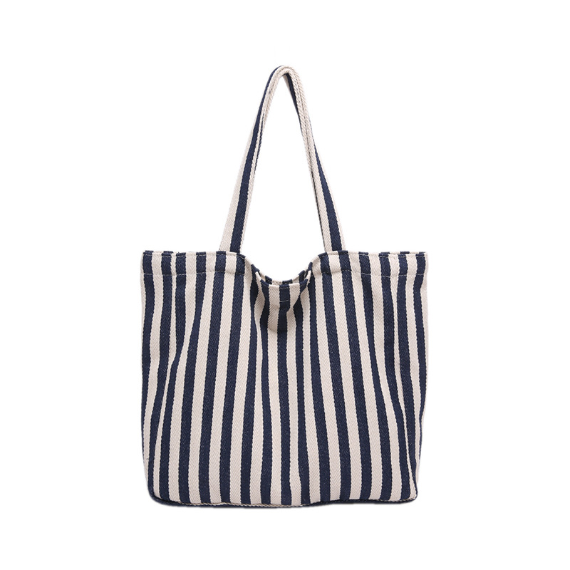 2024 Autumn/Winter new versatile and fashionable striped handbag shopping bag, two-tone large-capacity trendy single-shoulder bag Item Picture