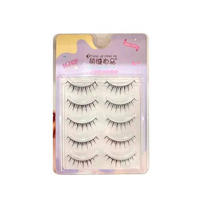 Mengjie Shangpin 5-pair set of light European and American comic eyelashes, false eyelashes, soft fish thread, transparent stem eyelashes B01 Item Picture