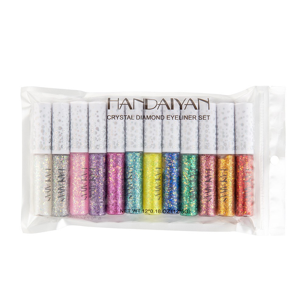 12-color eyeliner liquid set handaiyan Shiny colored sequined Eyeshadow Cross-border metallic eyeliner Liquid Item Picture